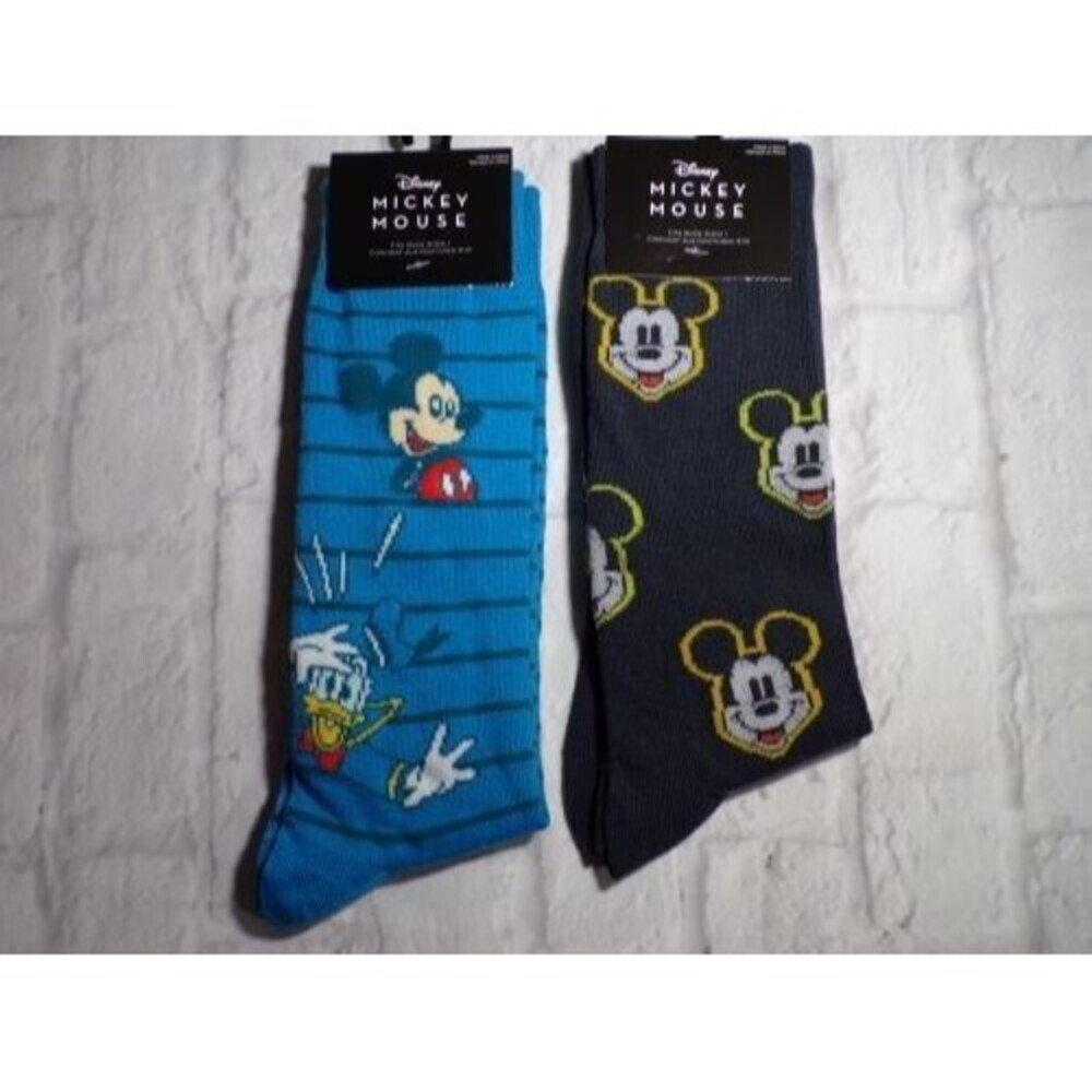 NEW Lot Of 2 Disney Mickey Mouse Unisex Crew Socks Shoe Sizes 6-12 Donald Goofy